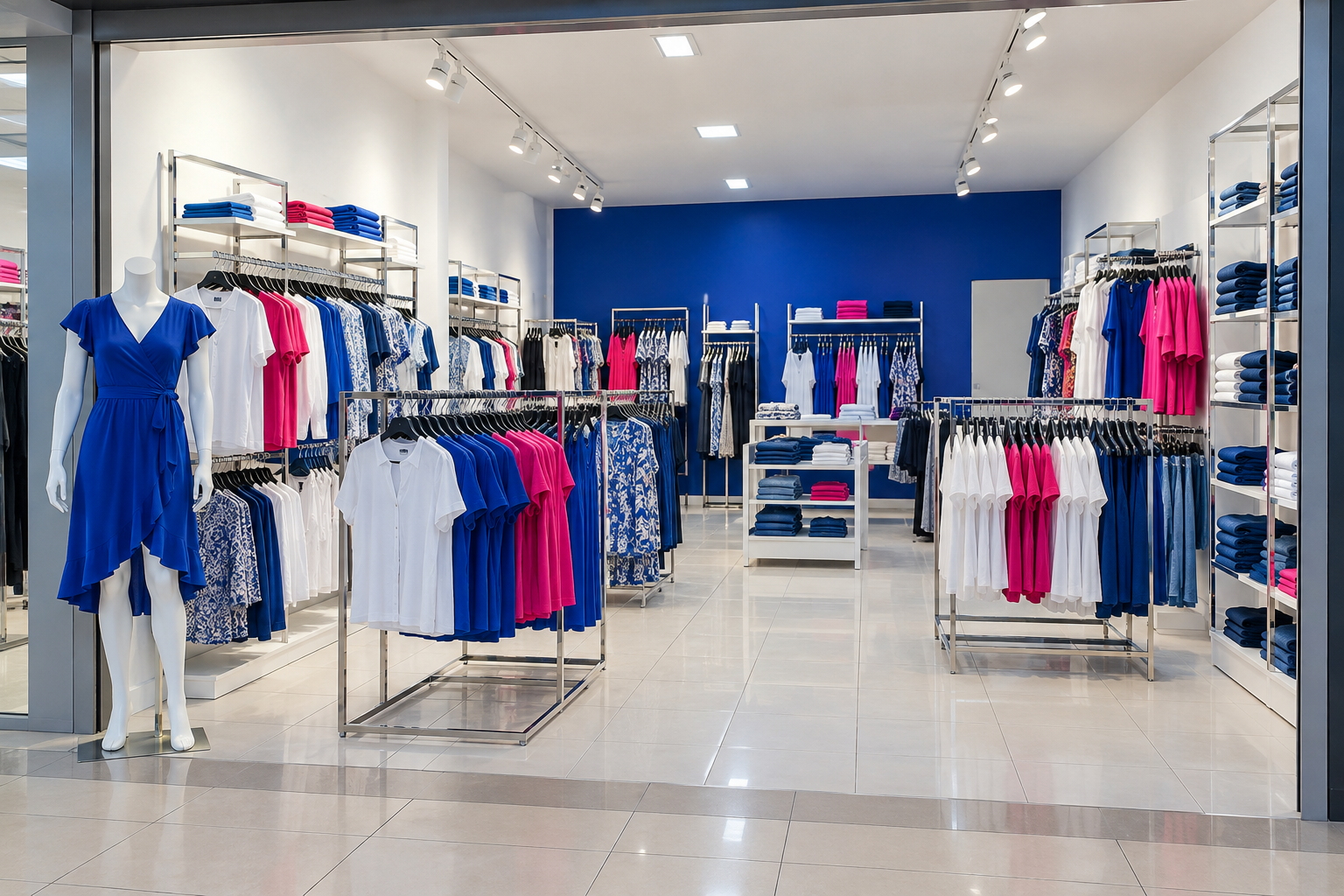 Imagen ilustrativa de una tienda de ropa vista desde el pasillo de un centro comercial